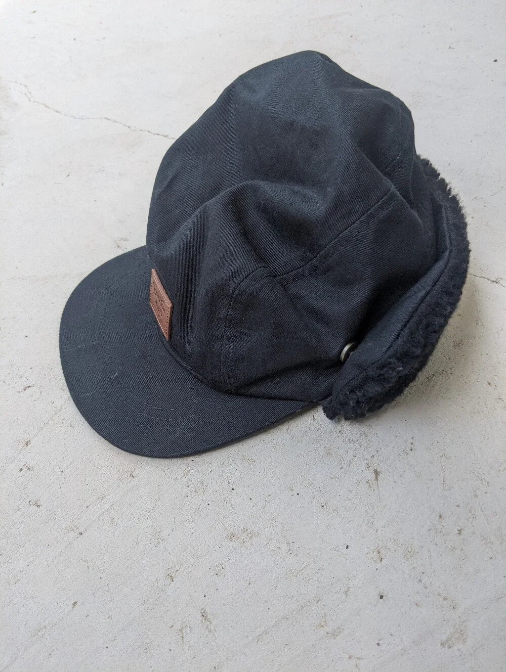 Brixton Black Fleece Winter Earflap Cap - Picture 2 of 6